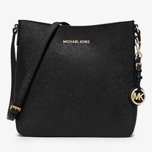 MK Jet Set Travel Large Saffiano Leather Messenger